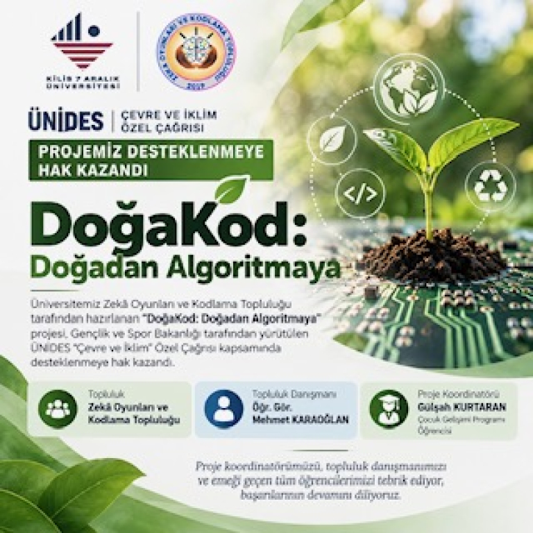 SHMYO Öğrencimizden ÜNİDES Başarısı: “DoğaKod: Doğadan Algoritmaya” Projesi Desteklenmeye Hak Kazandı